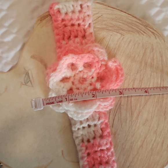 Handmade Crochet Baby Girl Flower Headband Tie Dye - Picture 3 of 5